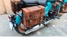 For Royal Enfield Goan Classic 350 Leather Pannier Dust Color Bags With Mounting - SPAREZO For Royal Enfield Goan Classic 350 Leather Pannier Dust Color Bags With Mounting - SPAREZO